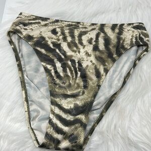 SHAN High Waisted Tiger Print Bikini Bottoms Women Size 8